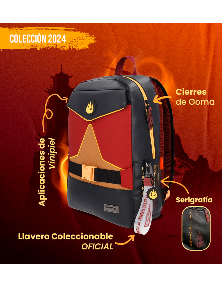 Foto 5 | Mochila Escolar Avatar Nación Del Fuego Negro Original