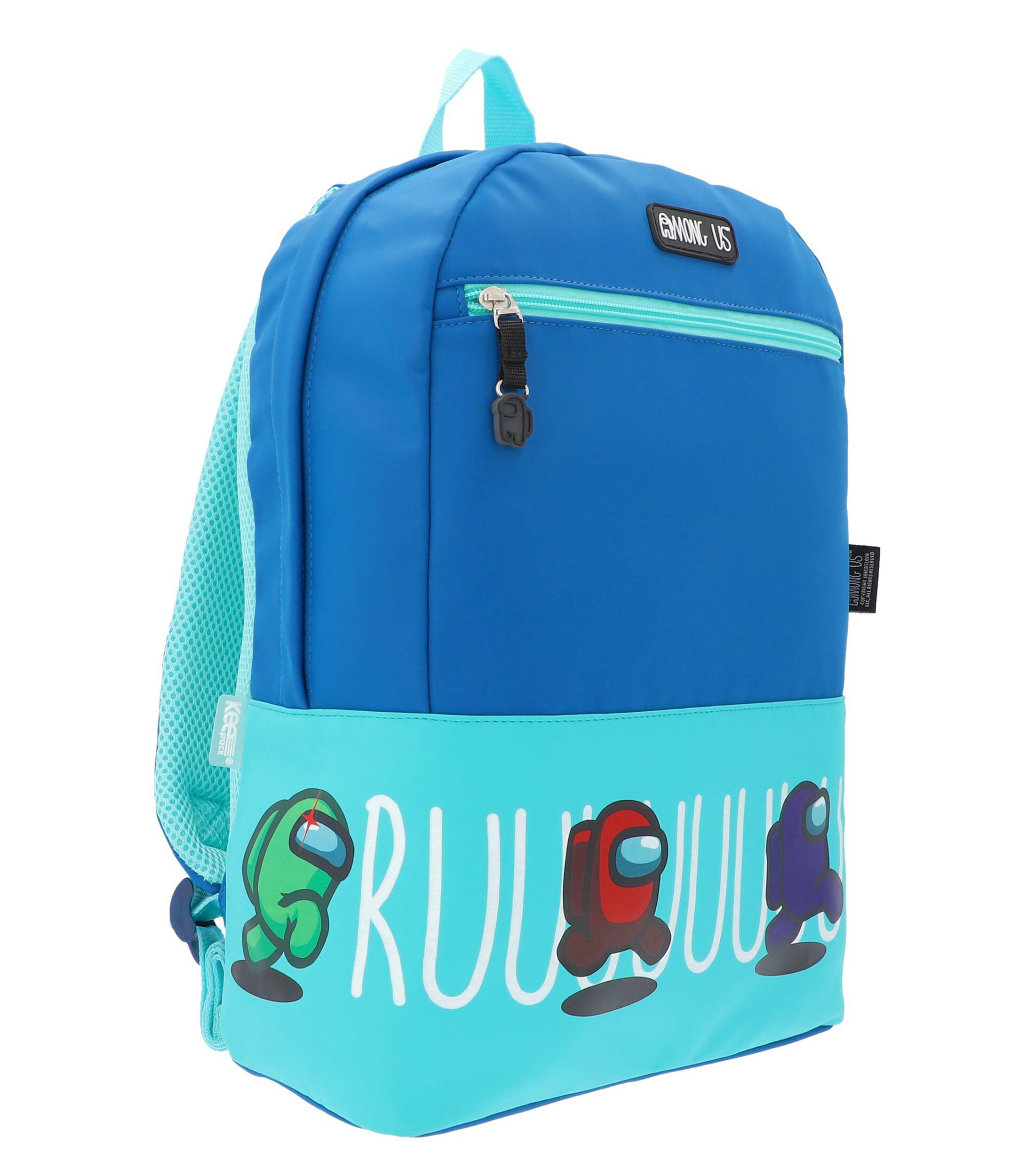 Foto 4 pulgar | Mochila Escolar Among Us Azul Aqua Run Corre Original Backpack