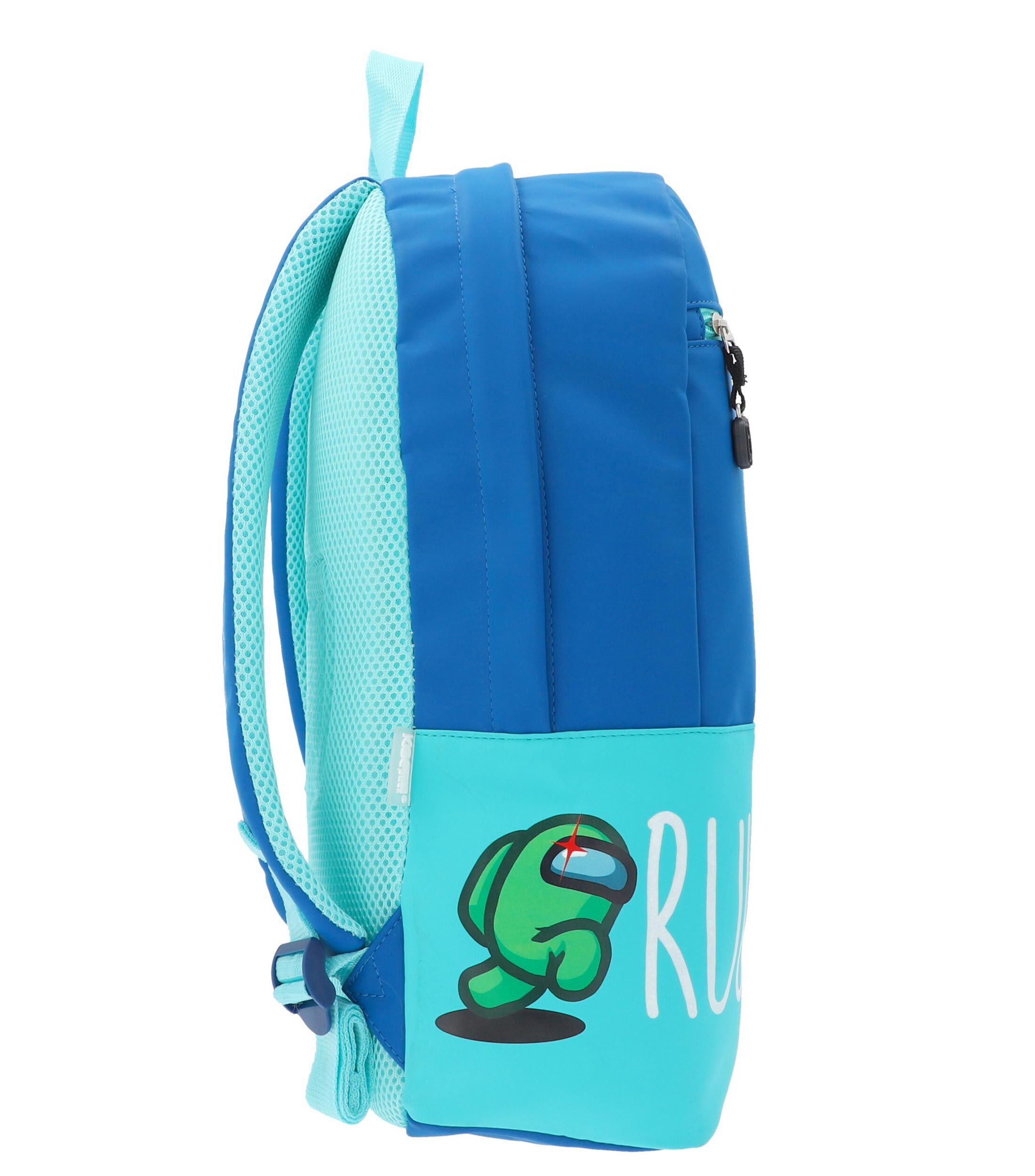 Foto 7 pulgar | Mochila Escolar Among Us Azul Aqua Run Corre Original Backpack