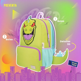 Foto 5 | Mochila Escolar Rugrats Reptar Verde Con Gorrito Backpack