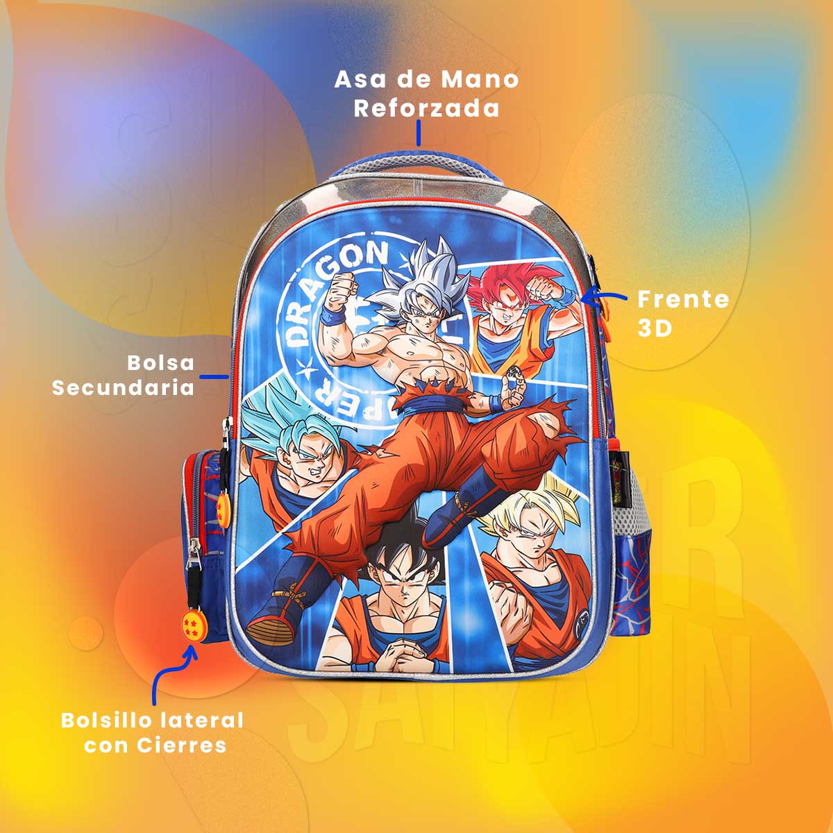 Foto 5 pulgar | Mochila Escolar Yadatex Dragon Ball Super Goku