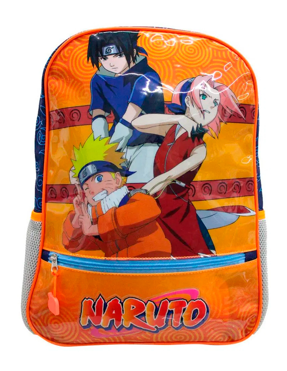 Foto 2 pulgar | Mochila Escolar Naruto Sasuke Sakura Equipo 7 Azul Y Naranja