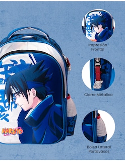 Foto 2 | Mochila Escolar Sasuke Naruto Azul Alta Calidad