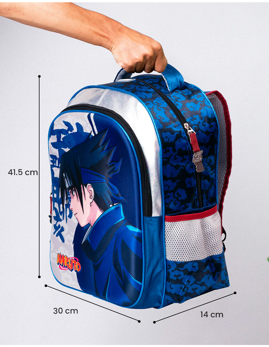 Foto 6 pulgar | Mochila Escolar Sasuke Naruto Azul Alta Calidad