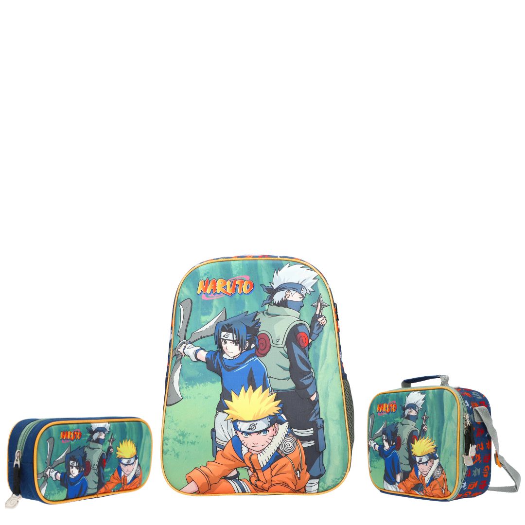 Foto 2 pulgar | Set Mochila Lonchera Y Lapicera Naruto Sasuke Y Kakashi 3 En 1