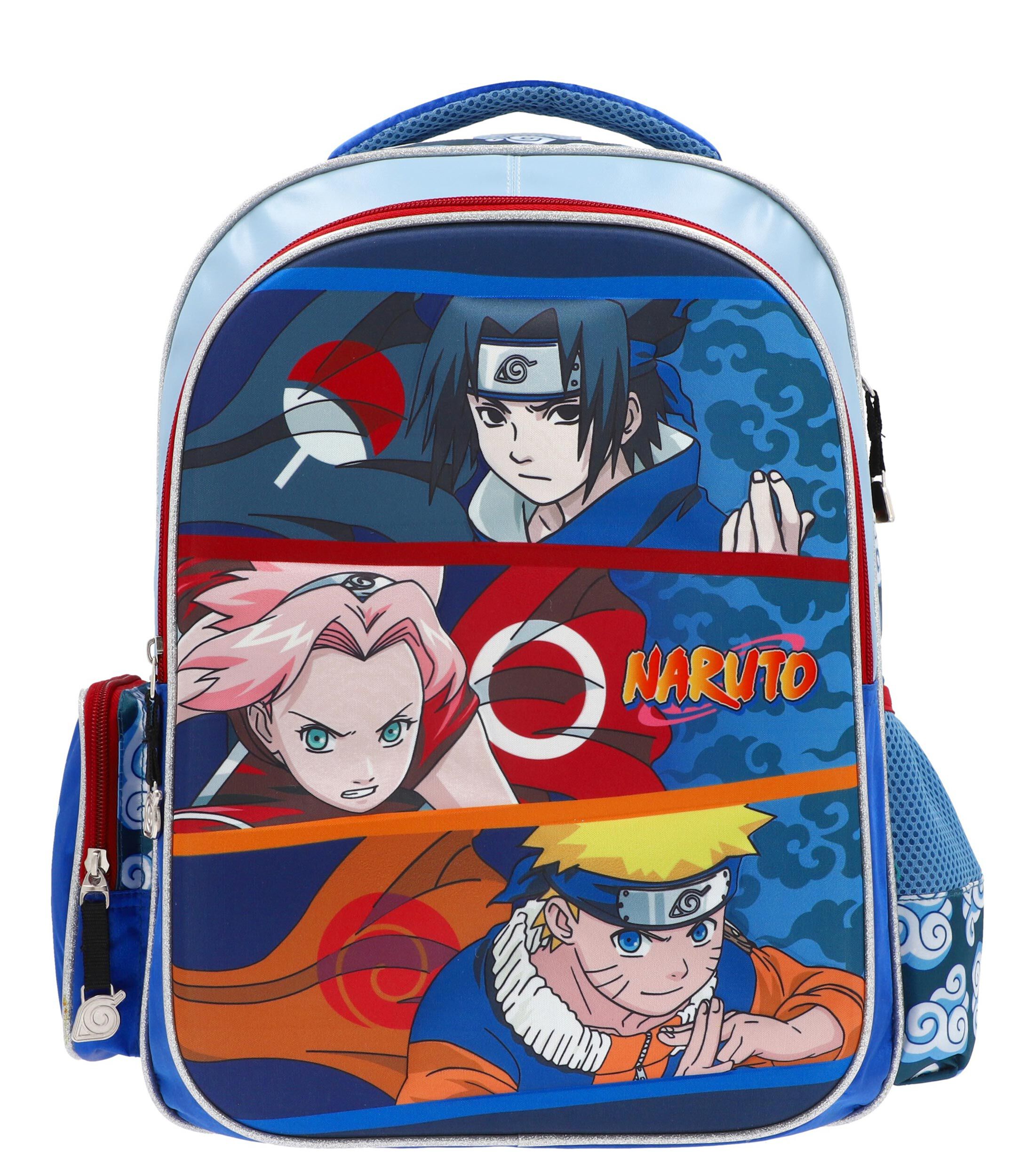 Mochila Escolar Naruto Sasuke Sakura Azul Original Backpack