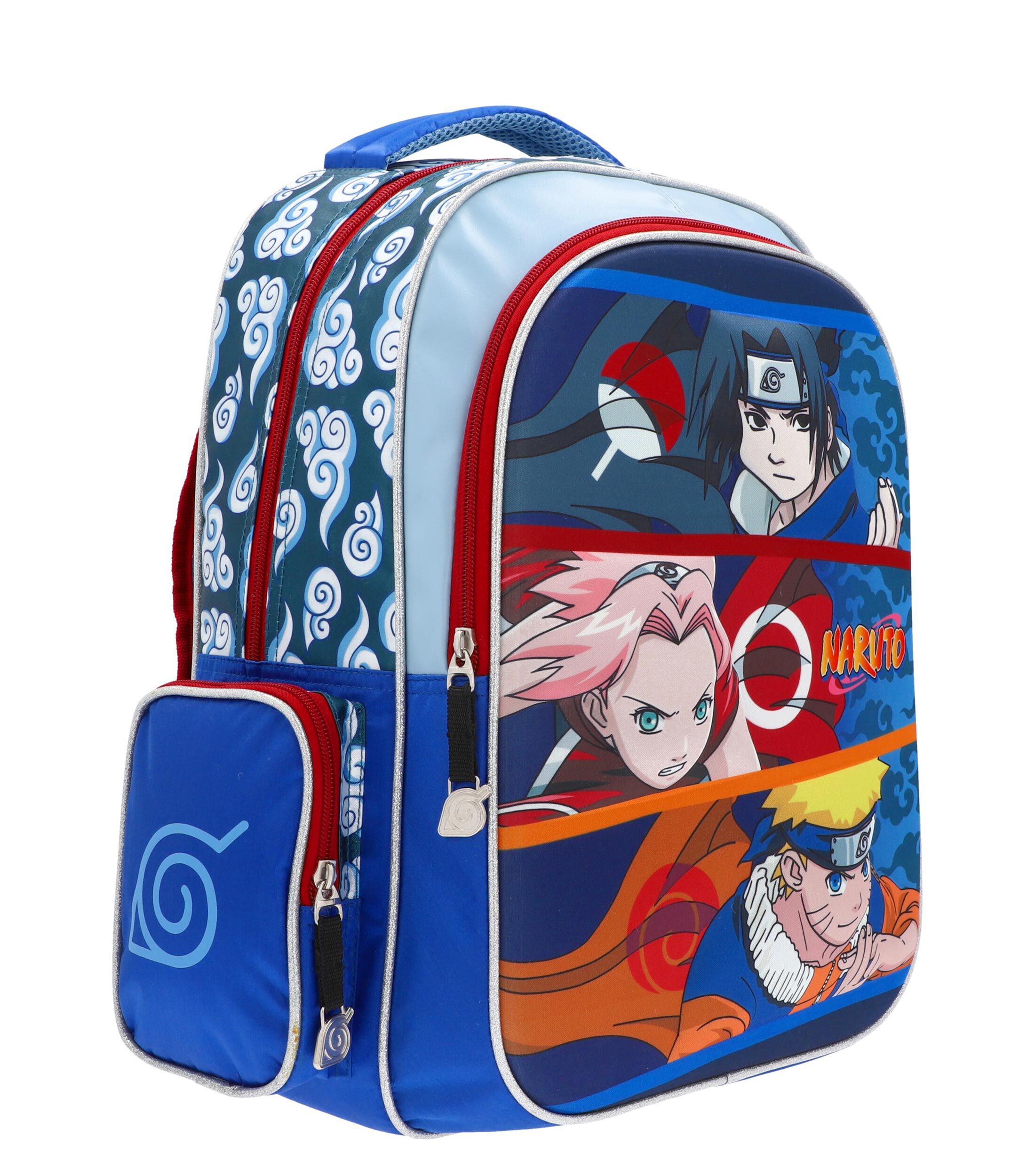 Foto 4 pulgar | Mochila Escolar Naruto Sasuke Sakura Azul Original Backpack