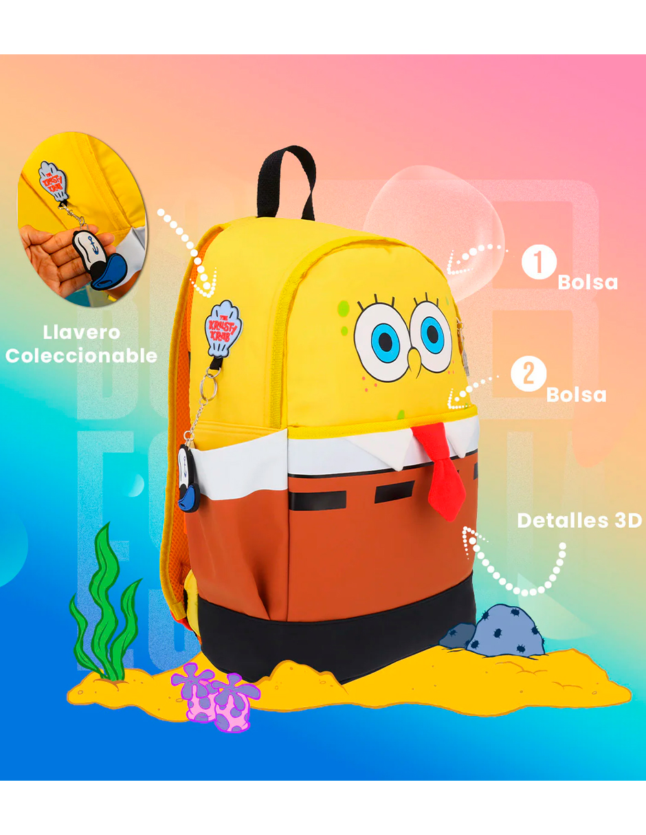 Foto 9 pulgar | Mochila Escolar Bob Esponja Pantalones Corbatita Edicion Especial