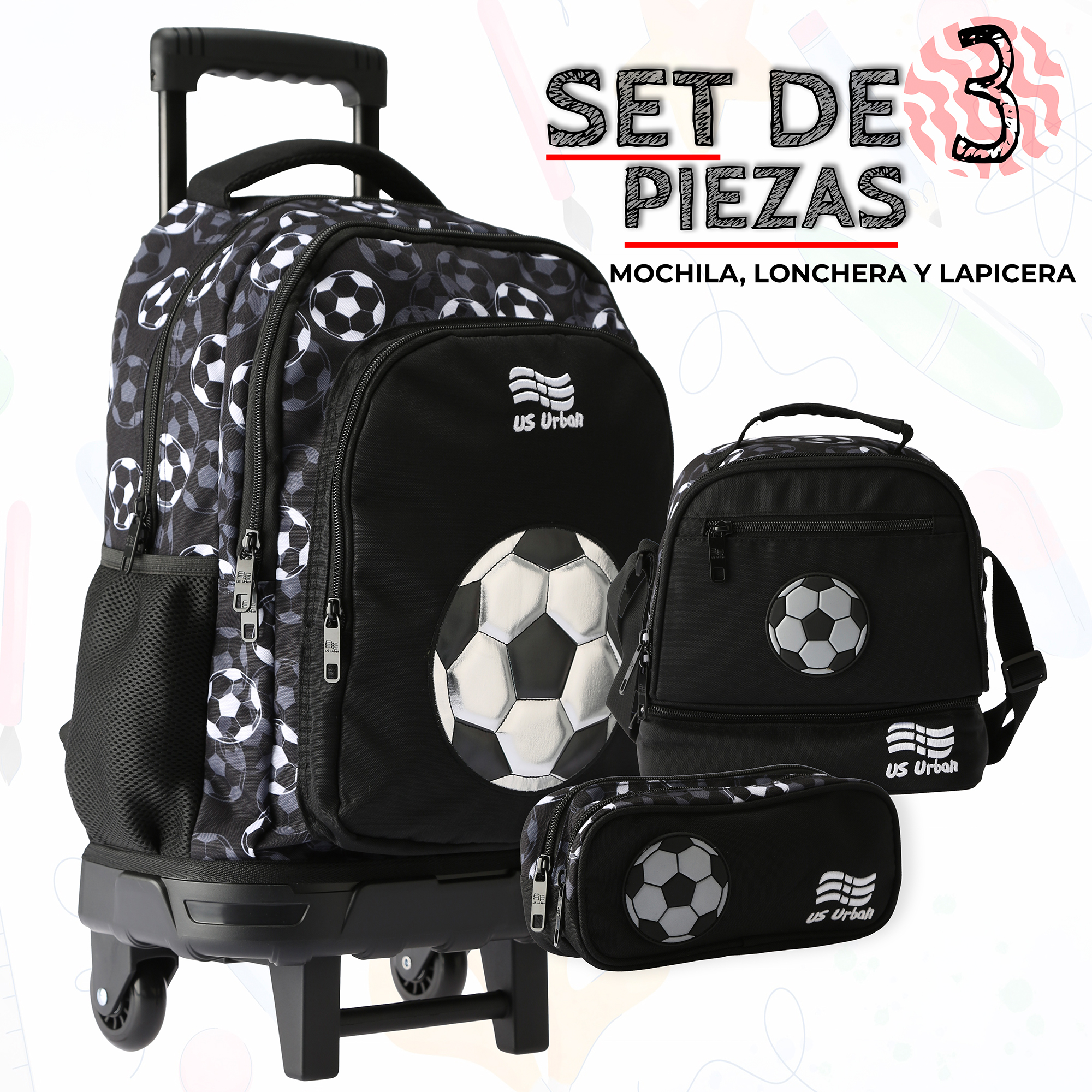 Foto 4 pulgar | Set Mochila Escolar Carrito Con Lonchera Y Lapicera 3 Piezas