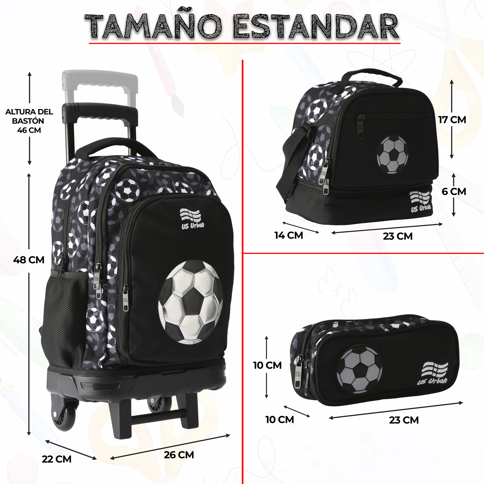 Foto 4 | Set Mochila Escolar Carrito Con Lonchera Y Lapicera 3 Piezas