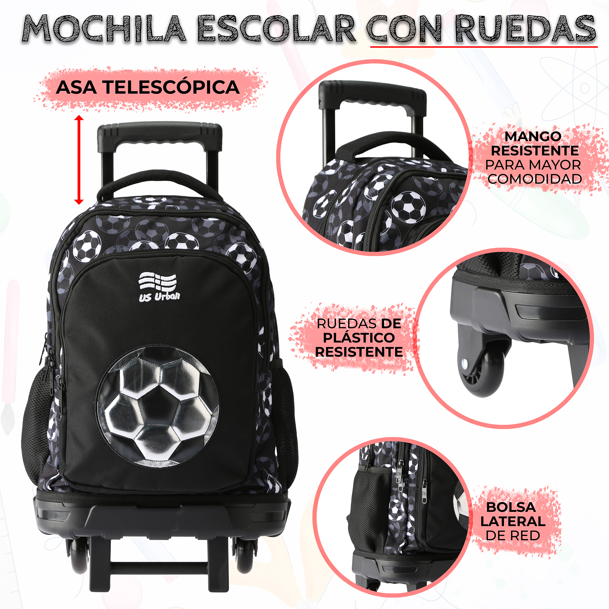 Foto 5 | Set Mochila Escolar Carrito Con Lonchera Y Lapicera 3 Piezas