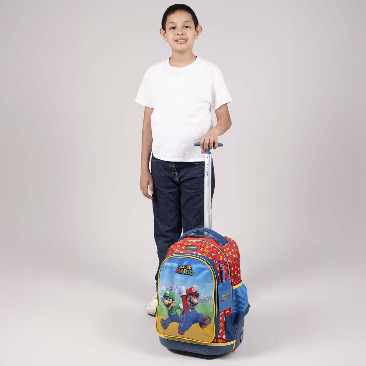 Foto 8 | Mochila Con Ruedas Chenson Fiant Azul Para Niño Mario Bros