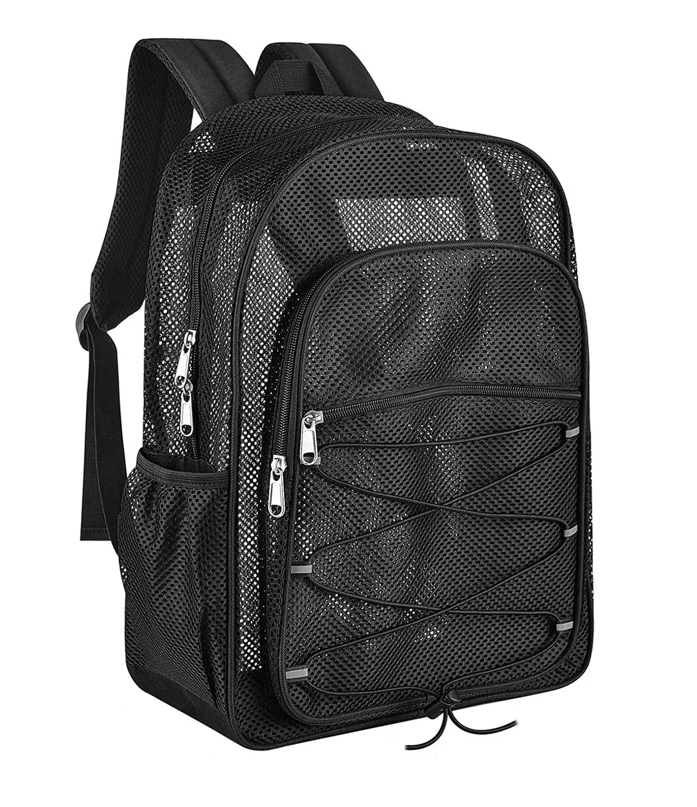 Mochila de Viaje Impermeable de Malla Pesada Negra de 35 L