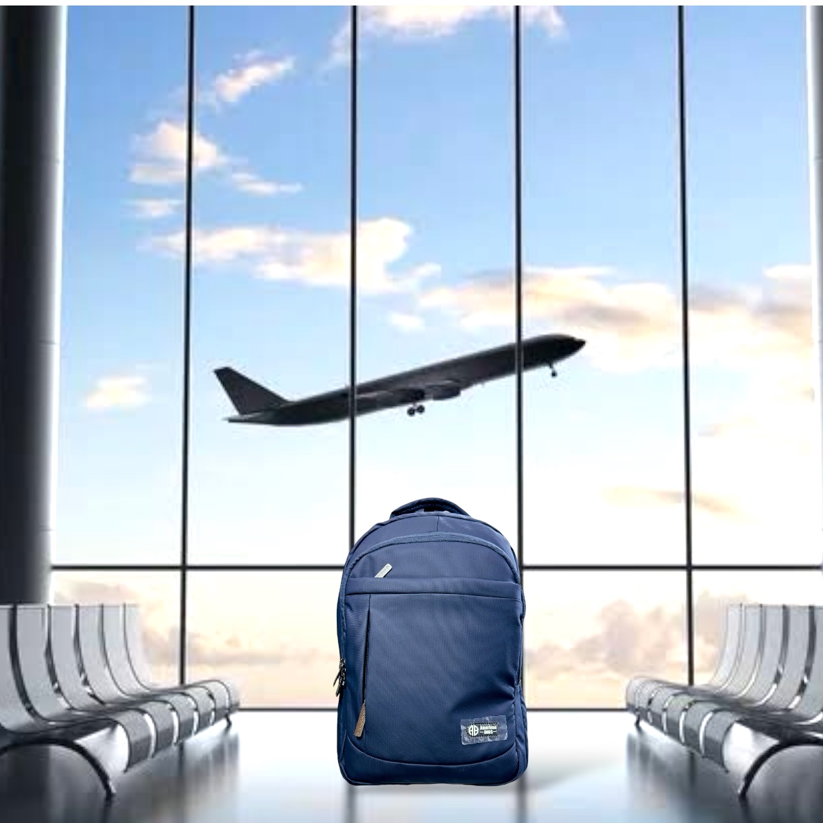 Foto 4 pulgar | Mochila Escolar Porta Laptop Azul Marino American Bags