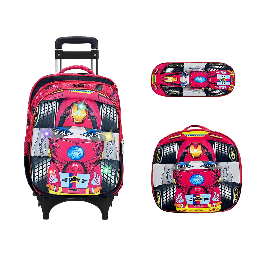 Foto 2 pulgar | Mochila Escolar Set 3 Piezas Con Ruedas Lapicera Y Lonchera  Belug Rojo Bag330-c
