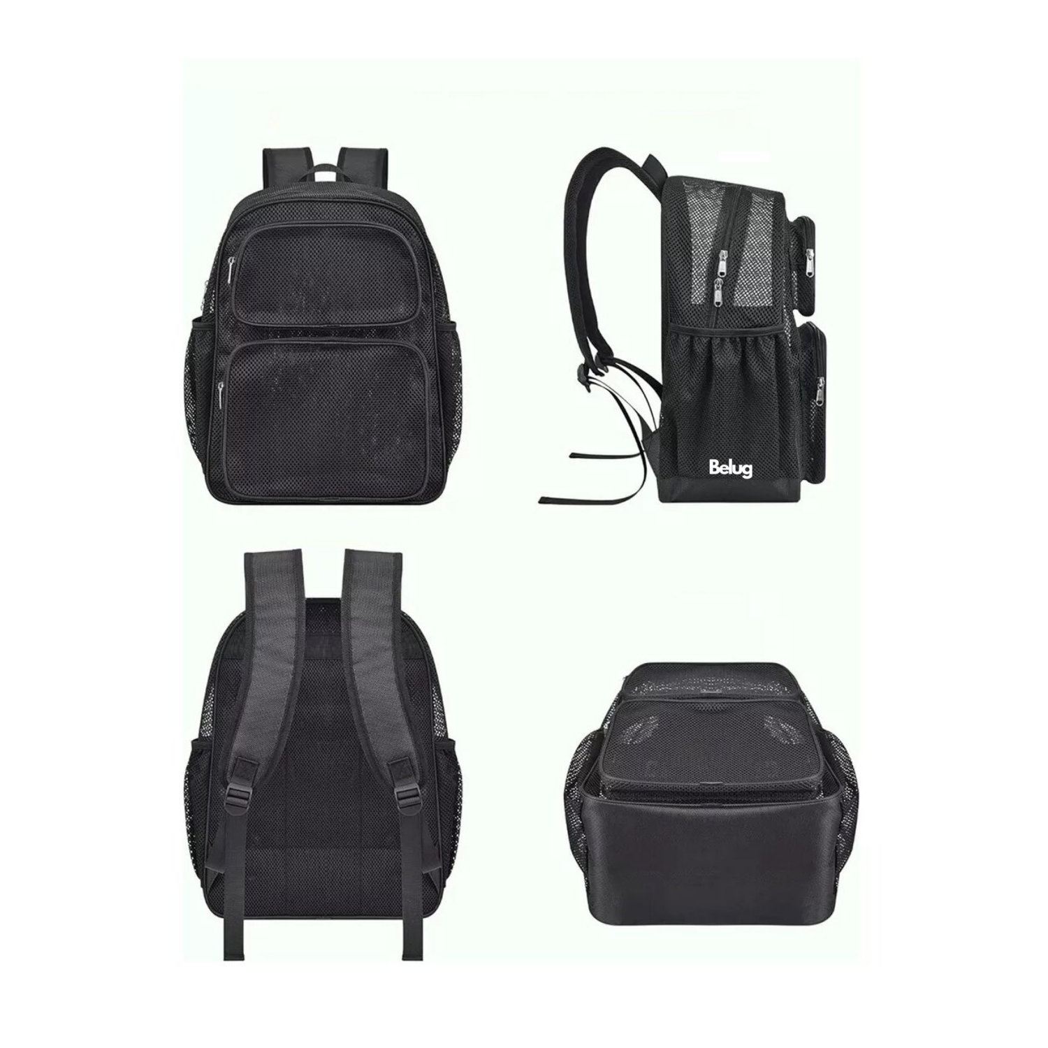 Foto 6 pulgar | Mochila De Viaje De Malla Resistente, Belug Negro