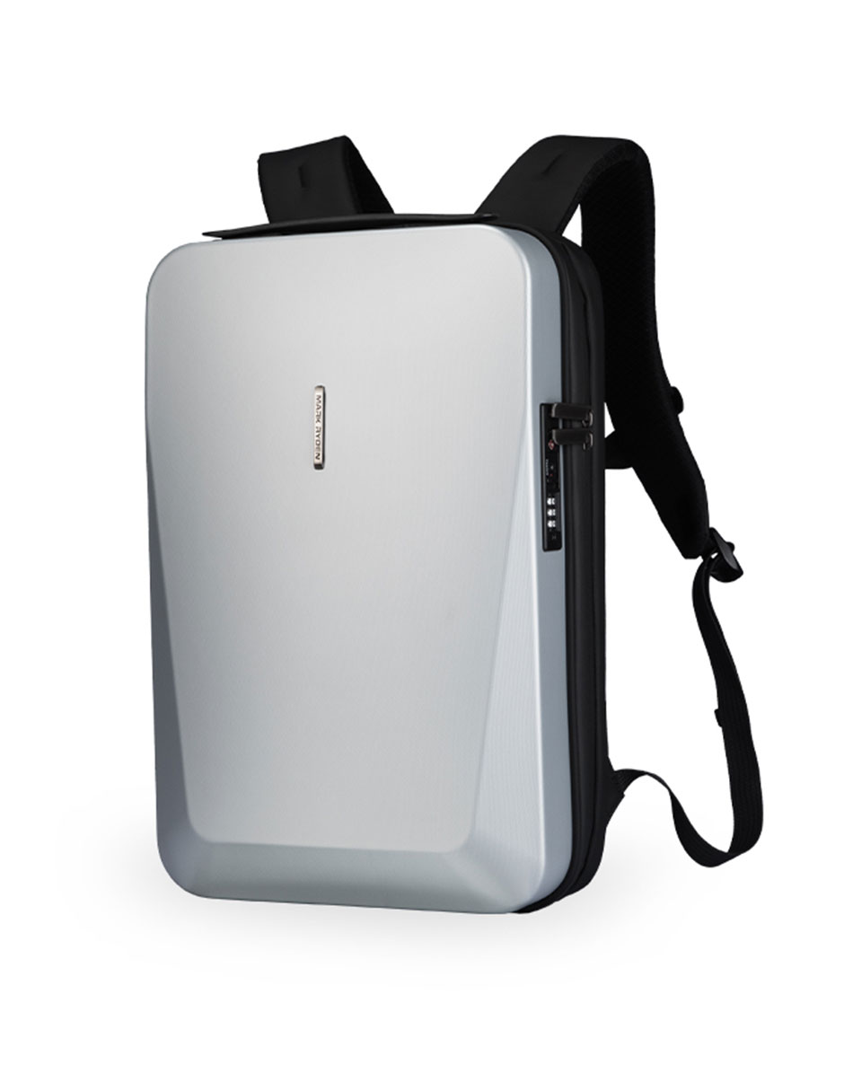 Mochila Futurista Marca Mark Ryden Modelo 7612 Color Plateado Tapa Dura Repelente Al Agua