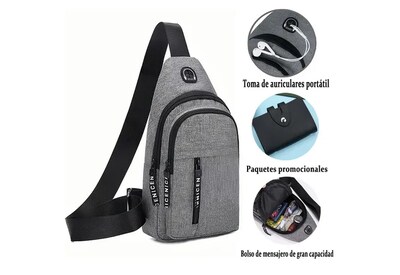 Foto 2 | Bolso Bandolera Unisex Moderno Con Orificio Para Cable.