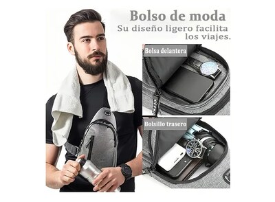 Foto 5 | Bolso Bandolera Unisex Moderno Con Orificio Para Cable.