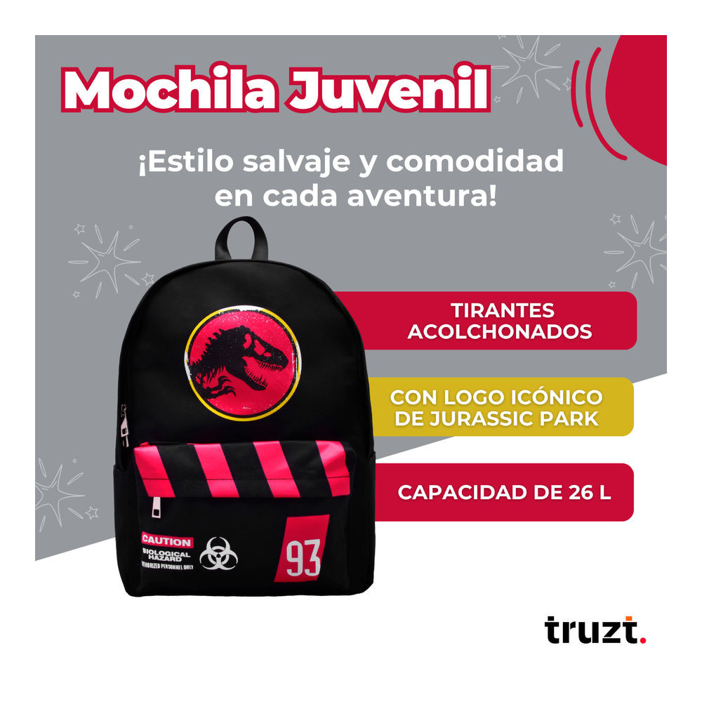 Foto 4 pulgar | Mochila Juvenil Universal Jurassic Park 26 L