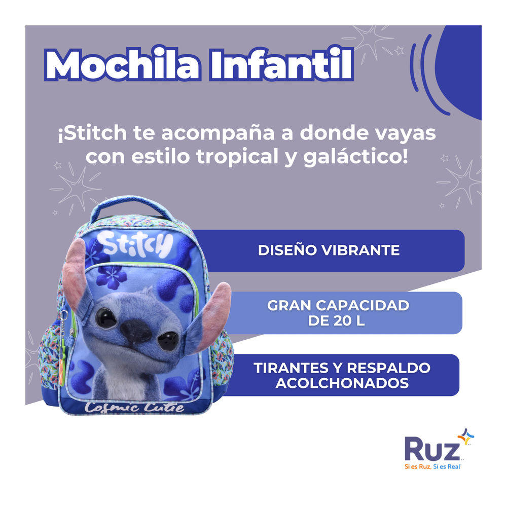 Foto 3 | Mochila Primaria Infantil Disney Stitch 20 L