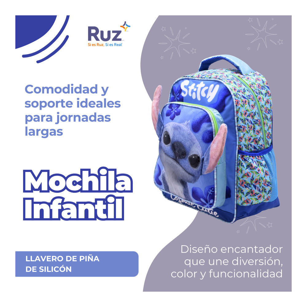 Foto 5 pulgar | Mochila Primaria Infantil Disney Stitch 20 L