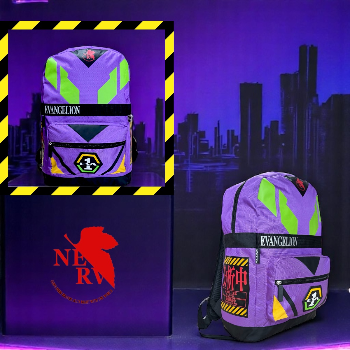 Foto 4 pulgar | Mochila Porta Laptop Escolar Anime Evangelion Eva-01 Color Morado