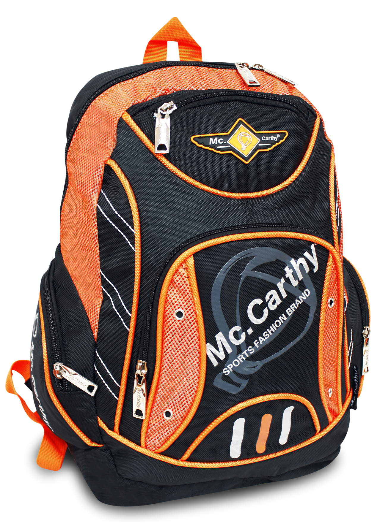 Foto 2 pulgar | Mochila Escolar Mccarthy  Modelo Mc-3 Negro/naranja