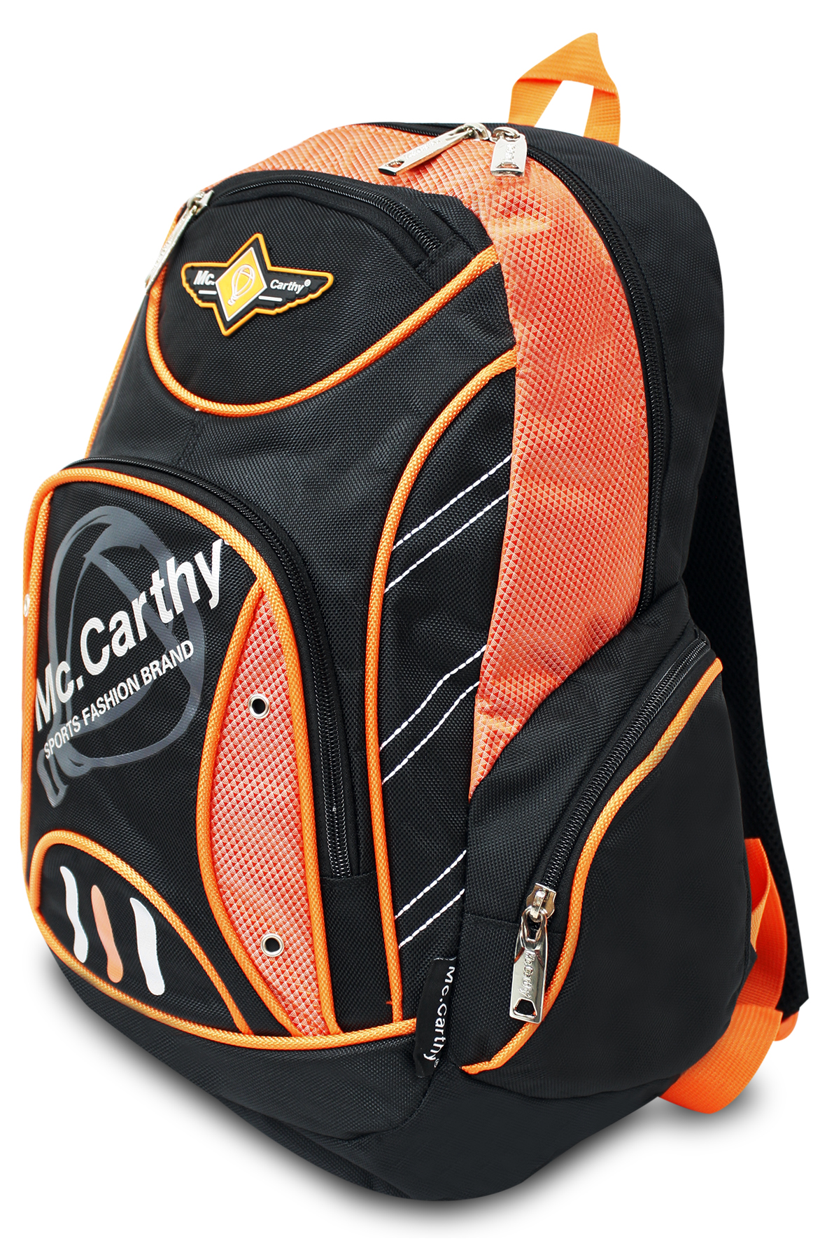 Foto 4 pulgar | Mochila Escolar Mccarthy  Modelo Mc-3 Negro/naranja