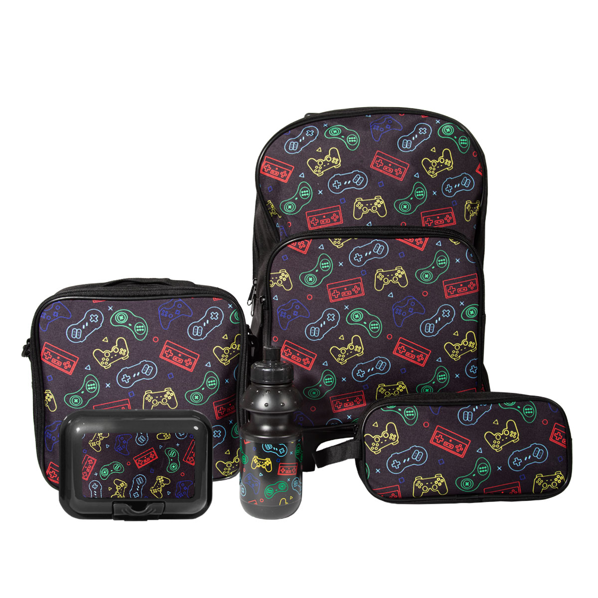 Foto 1 | Ochila Escolar Niño Mima2 Gamer + Lonchera Antiderrapante + Tóper + Botella + Lapicera
