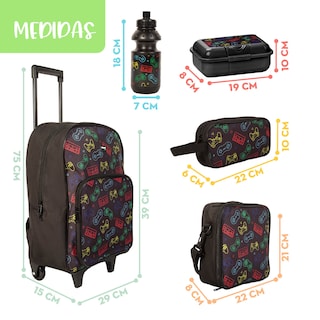 Foto 8 | Ochila Escolar Niño Mima2 Gamer + Lonchera Antiderrapante + Tóper + Botella + Lapicera