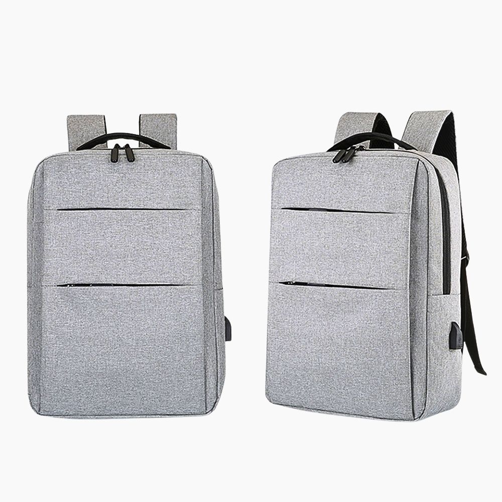 Mochila Escolar Con Puerto Carga Usb Con Compartimientos Gris