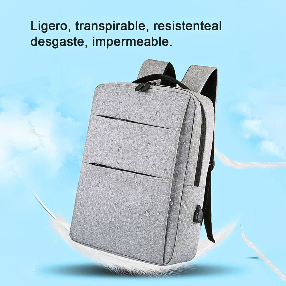 Foto 8 pulgar | Mochila Escolar Con Puerto Carga Usb Con Compartimientos Gris