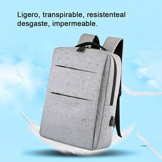 Foto 7 | Mochila Escolar Con Puerto Carga Usb Con Compartimientos Gris