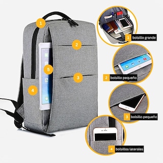 Foto 5 | Mochila Escolar Con Puerto Carga Usb Con Compartimientos Azul