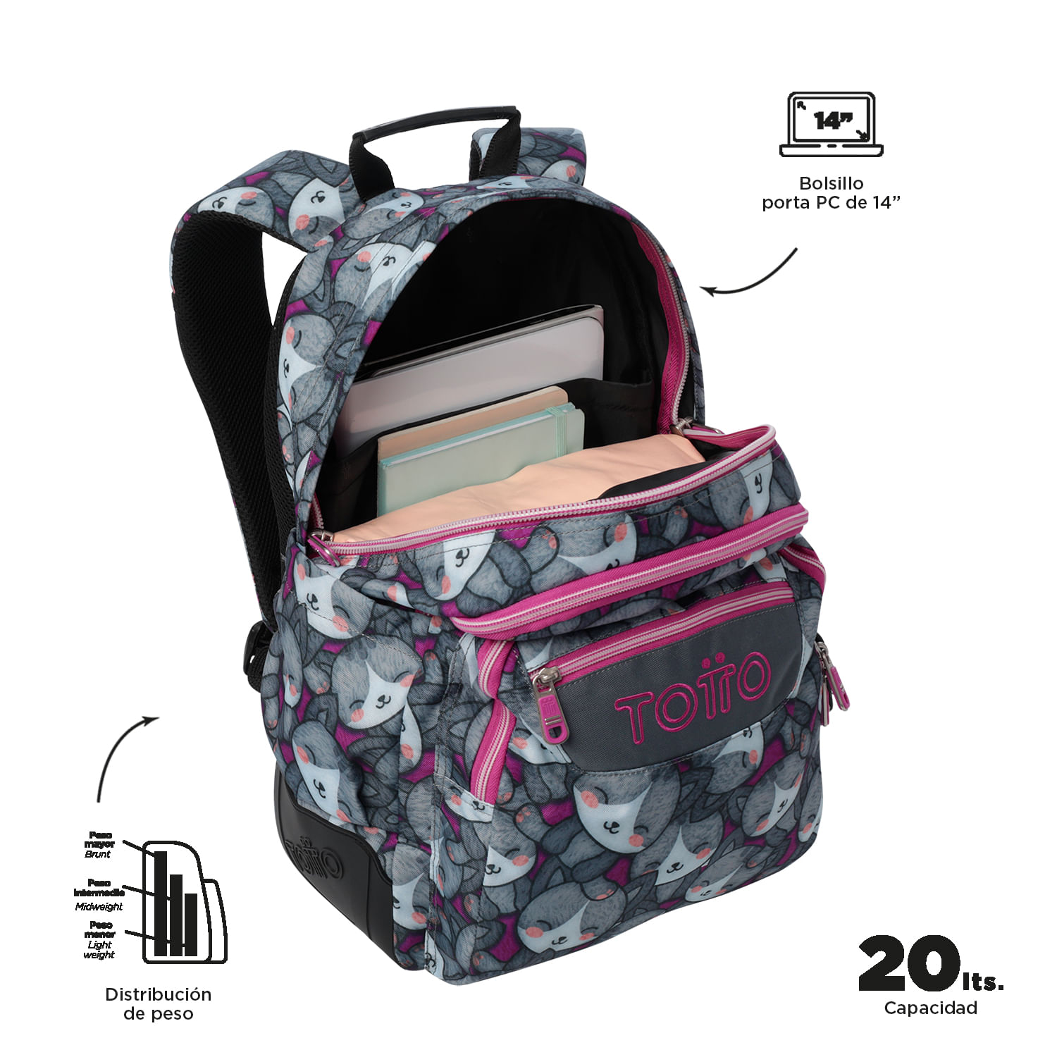 Foto 5 pulgar | Mochila Ergonómica Grande Porta Laptop 14 | 19 L Rayol