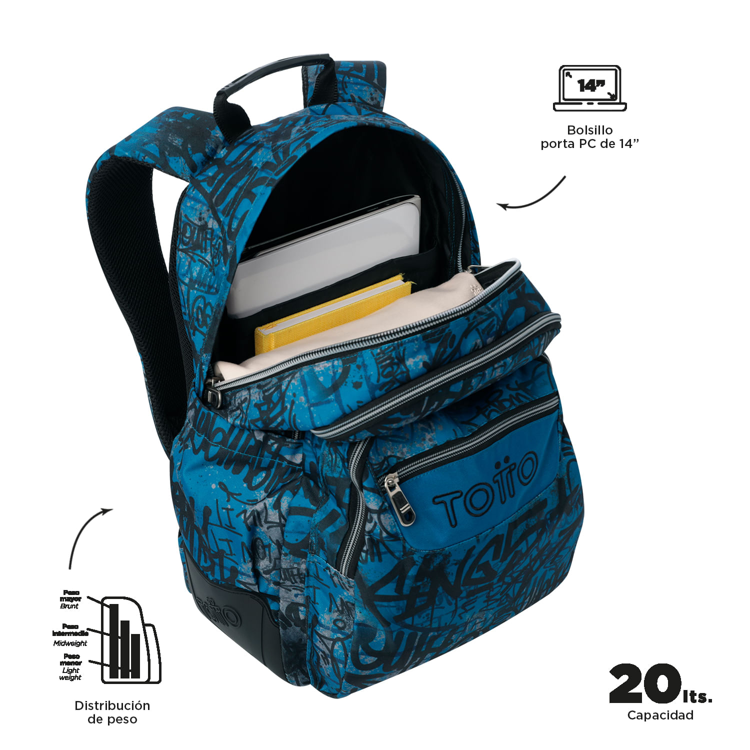 Foto 5 pulgar | Mochila Ergonómica Grande Porta Laptop 14 | 19 L Rayol