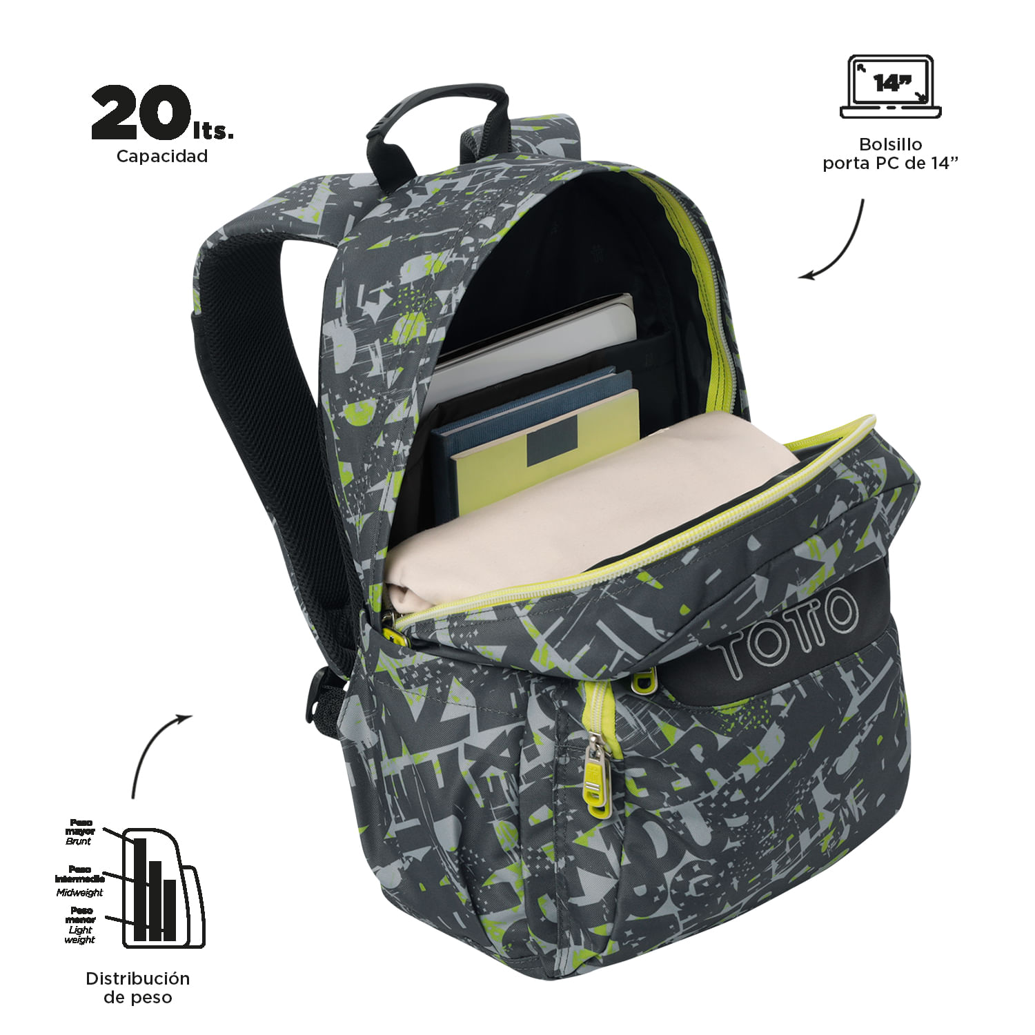 Foto 4 | Mochila Ergonómica Grande Porta Laptop 14 | 20 L Acuarela