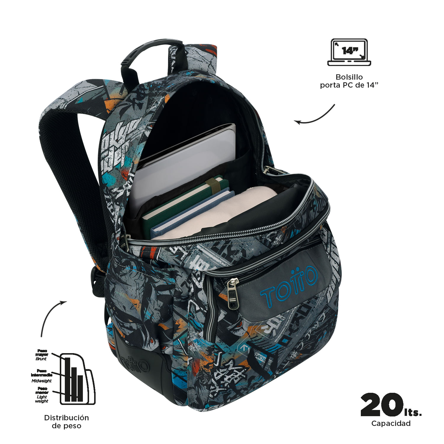 Foto 5 pulgar | Mochila Ergonómica Grande Porta Laptop 14 | 19 L Rayol