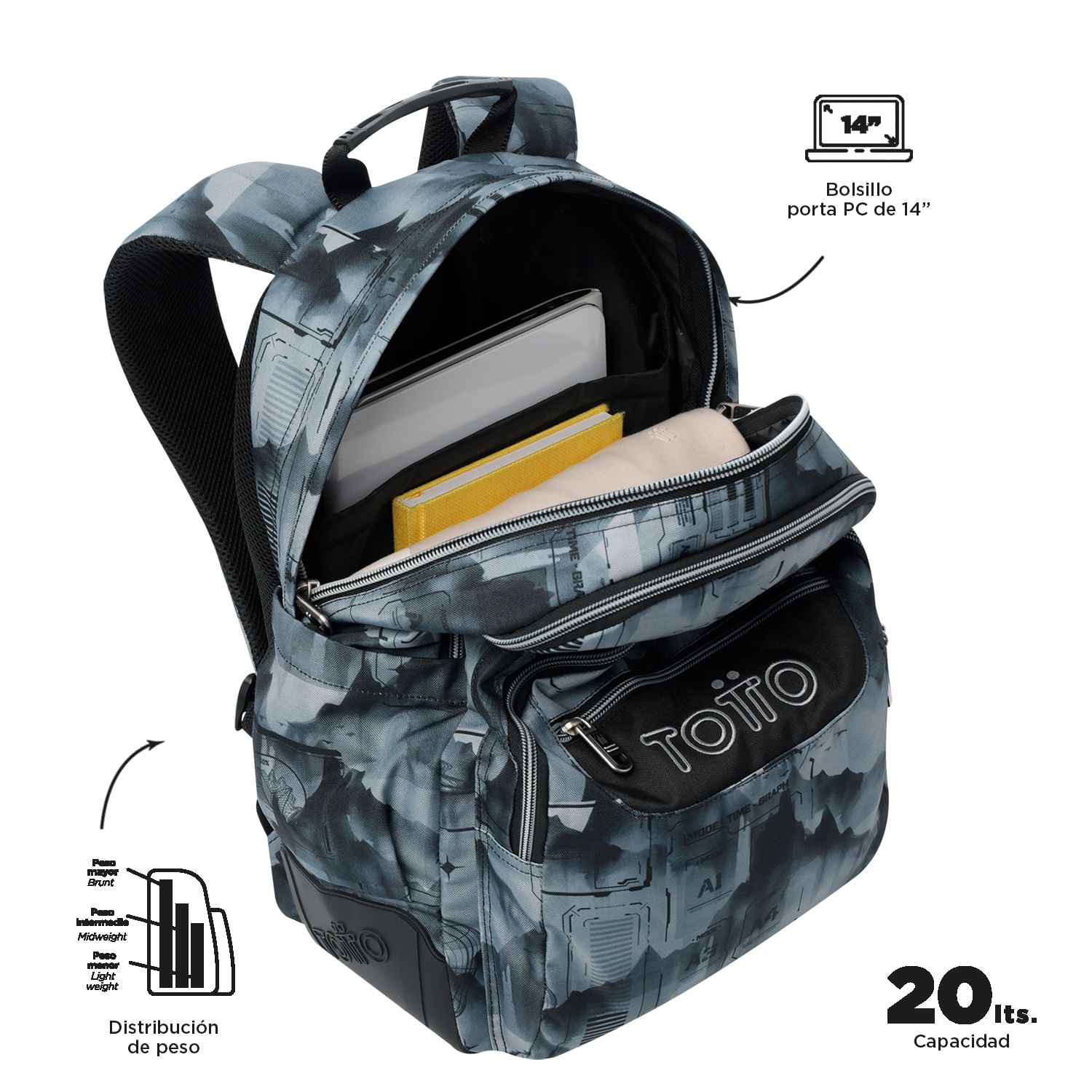 Foto 5 pulgar | Mochila Ergonómica Grande Porta Laptop 14 | 19 L Rayol