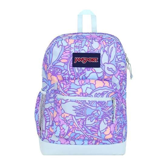 Mochila Jansport Cross Town Plus Fluid Floral Pastel Lilac