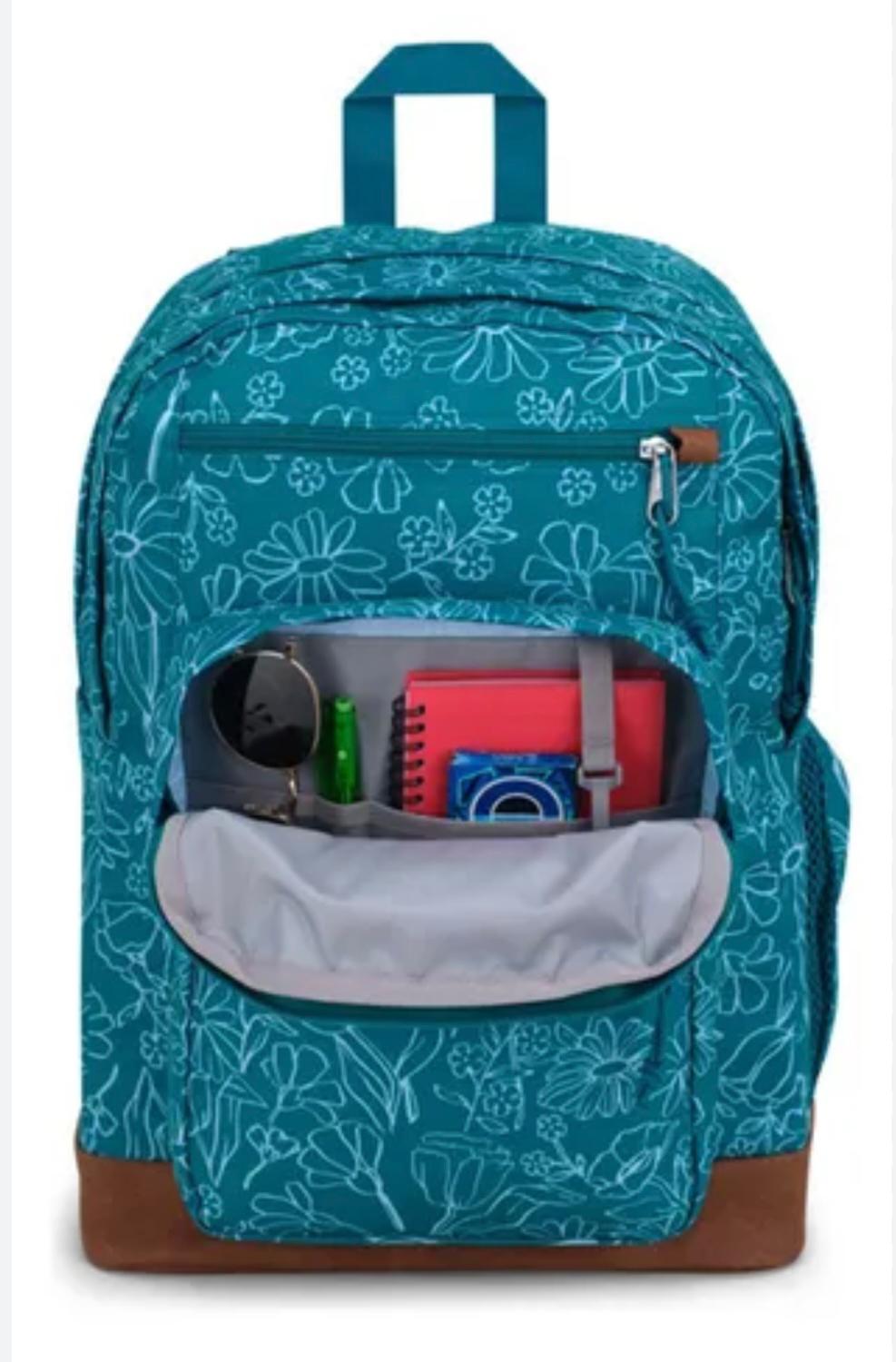 Foto 4 pulgar | Mochila Jansport Cool Student Delightful Daisies Green