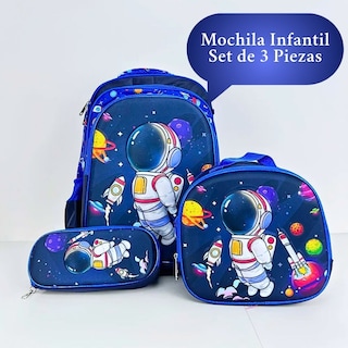Foto 3 | Mochila Escolar Set 3 Piezas Con Luz Ruedas Lochera Lapicera