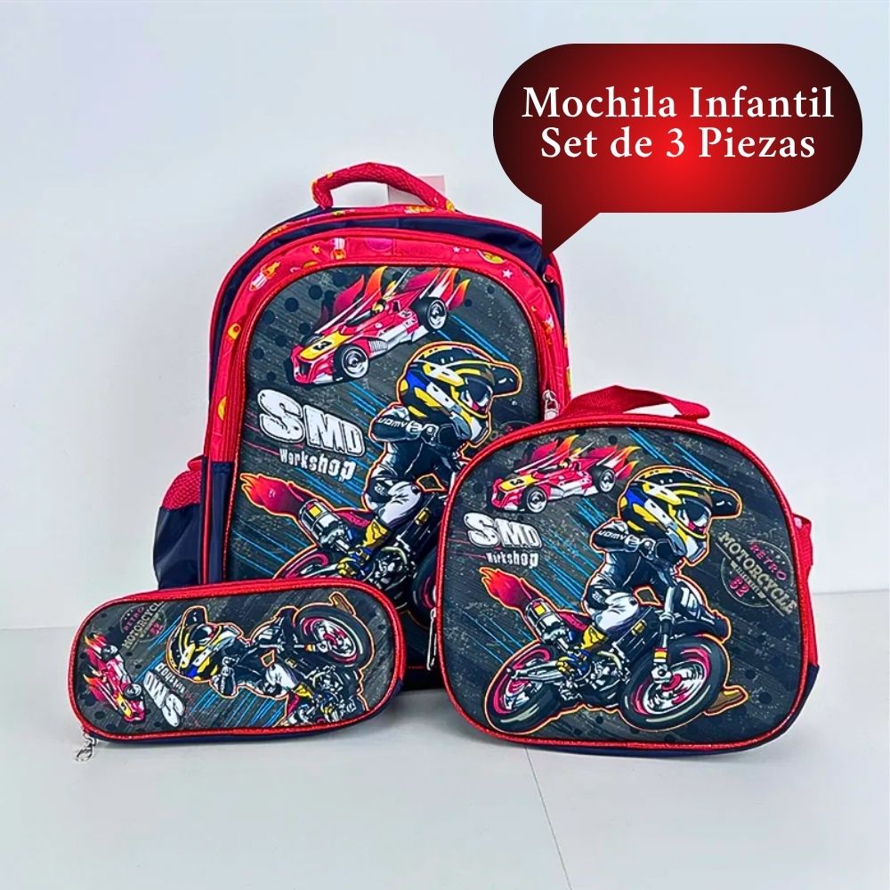 Foto 7 pulgar | Kit Mochila Escolar Lonchera Lapicera Primaria Con Carrito