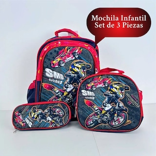 Foto 6 | Kit Mochila Escolar Lonchera Lapicera Primaria Con Carrito