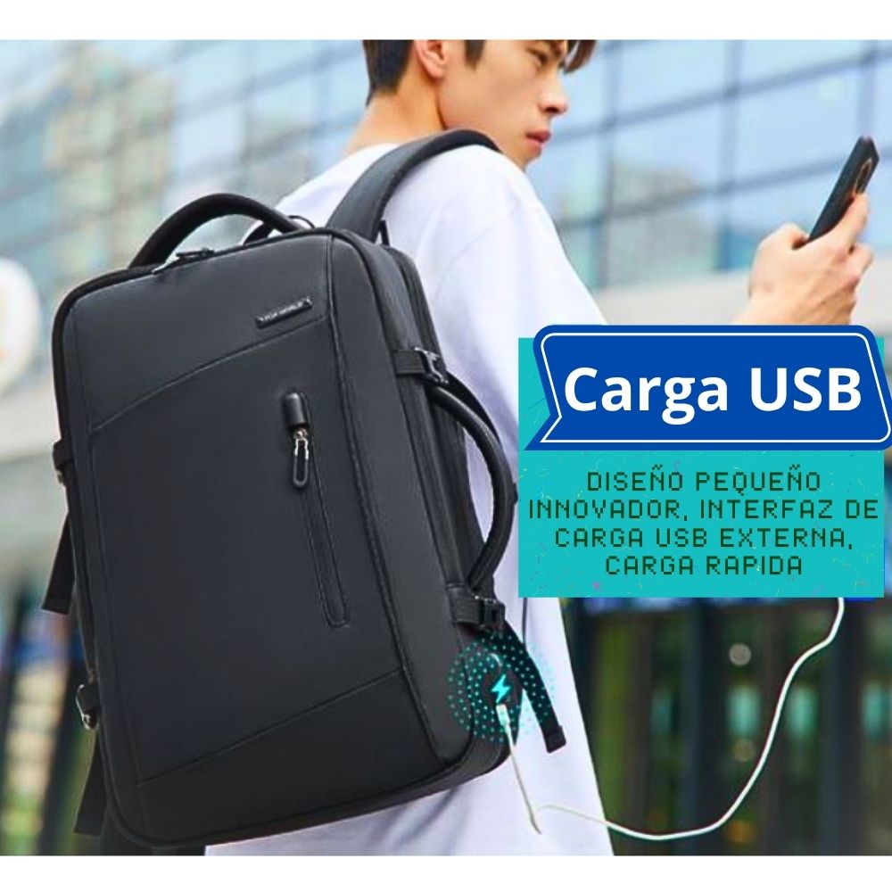Foto 4 pulgar | Mochila Porta Laptop Con Puerto De Carga Usb Color Negro