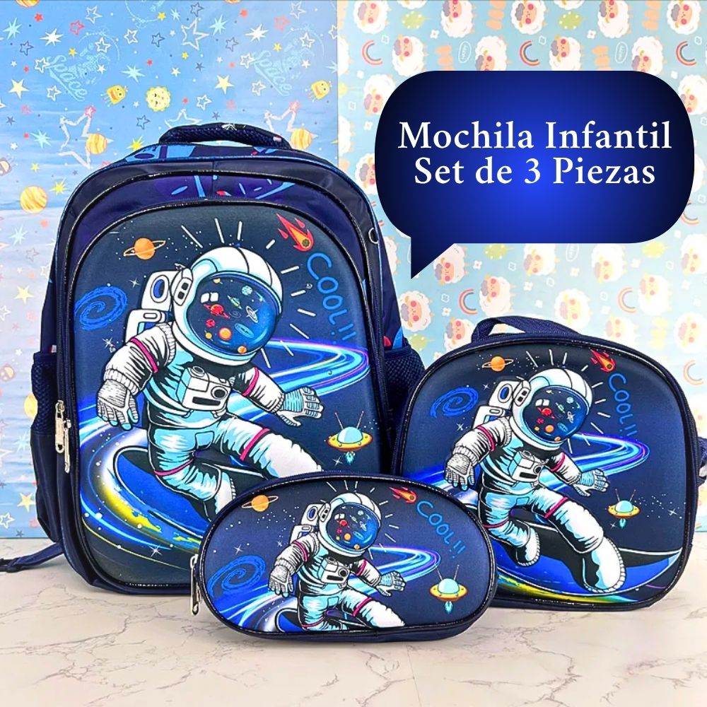 Foto 3 | Set 3 Mochila Astronauta Con Lonchera Y Lapicera Para Niños