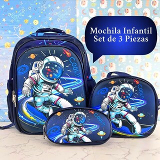 Foto 3 | Set 3 Mochila Astronauta Con Lonchera Y Lapicera Para Niños