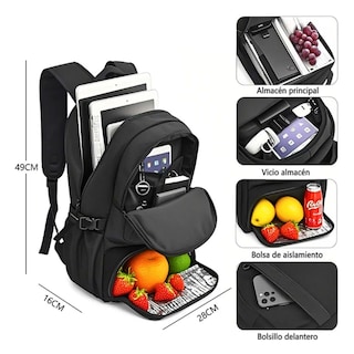 Foto 3 | Mochila De Almuerzo Antirrobo Impermeable Portátil Color Negro