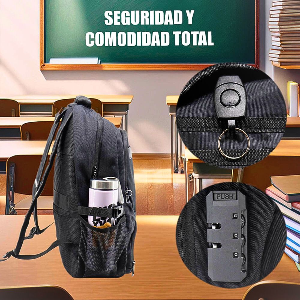 Foto 6 | Mochila De Almuerzo Antirrobo Impermeable Portátil Color Negro